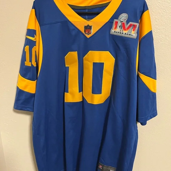 Nike Rams Blue and Gold Super Bowl LVI Patch Jersey Kupp #10 - Picture 1 of 6